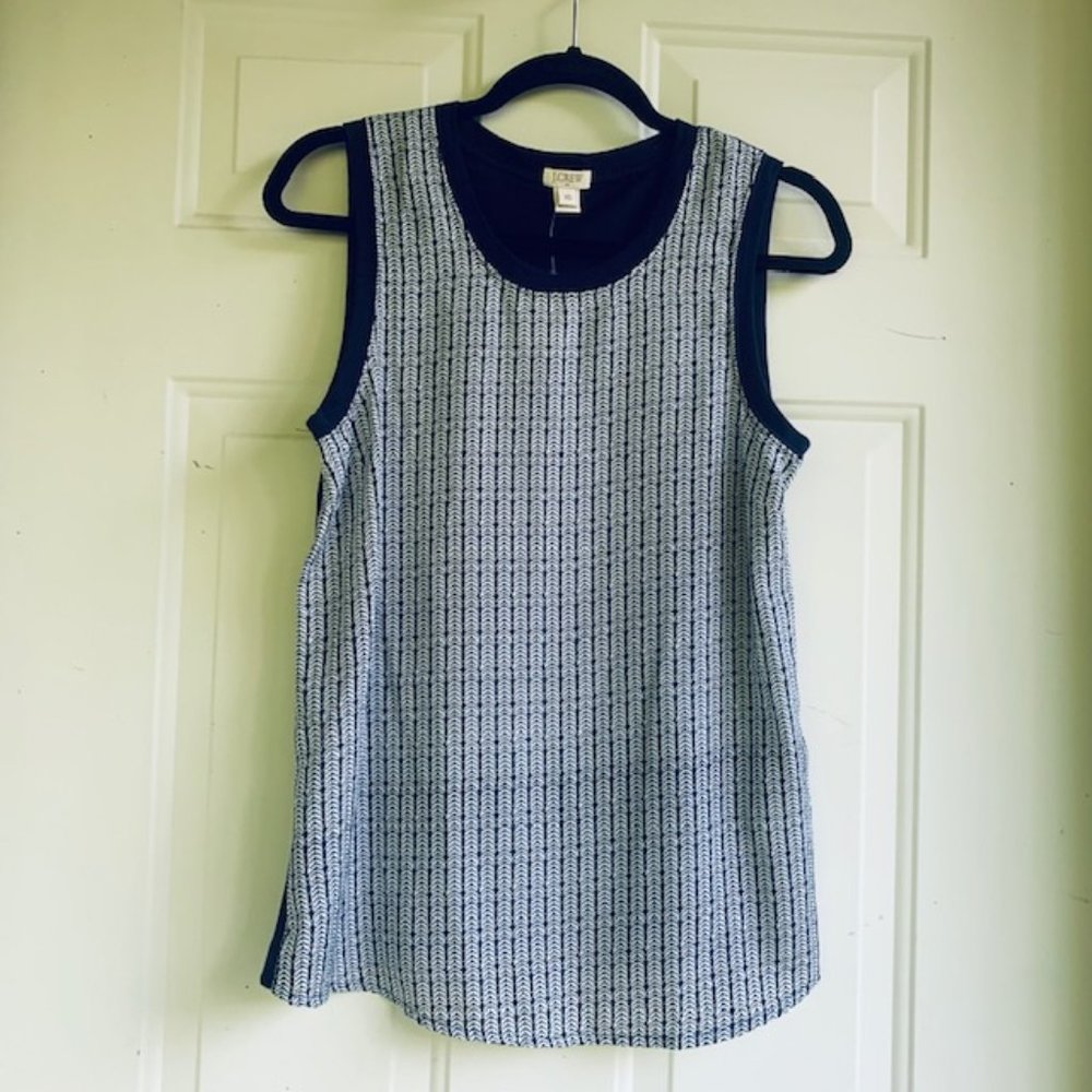 J. Crew Women's Navy Blue & White Print Tank Top Size XS